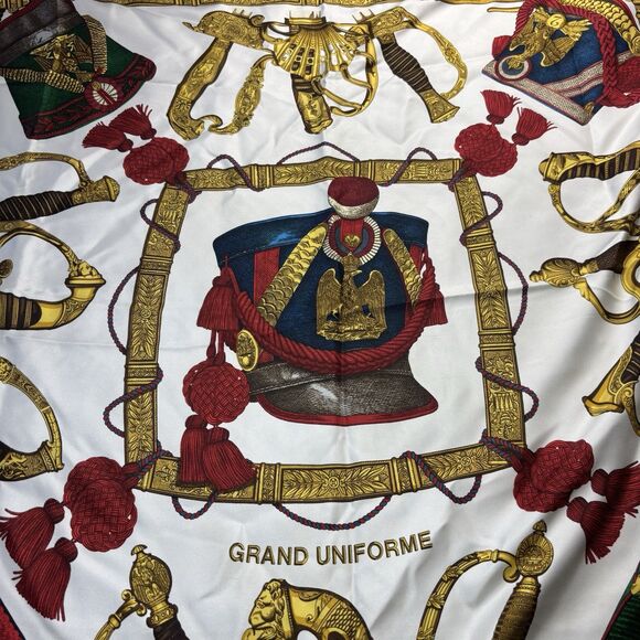 RARE VINTAGE HERMES Silk Scarf "Grand Uniforme" Carre 90 by Joachim Metz Blue - Picture 2 of 10